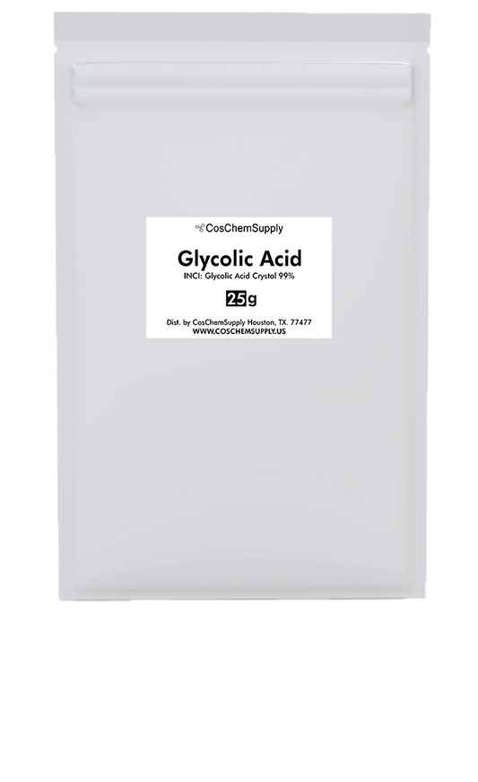 Bulk glycolic acid powder, 99.5%, for fresh batch formulations.
